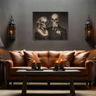 Victorian Skeleton Wedding Couple Vintage Gothic Halloween Portrait Painting Wall Art