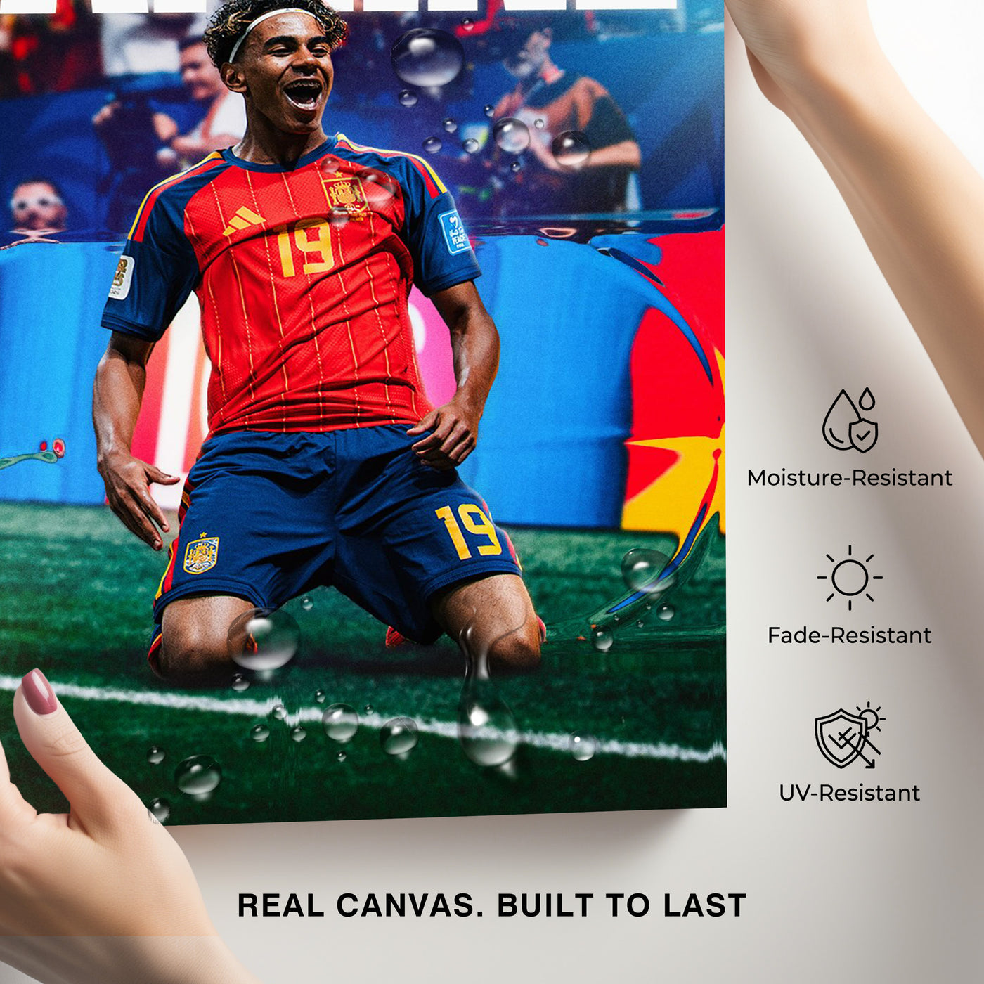 Lamine Yamal Goal Celebration Canvas Wall Art – Spain No. 19 Soccer Print
