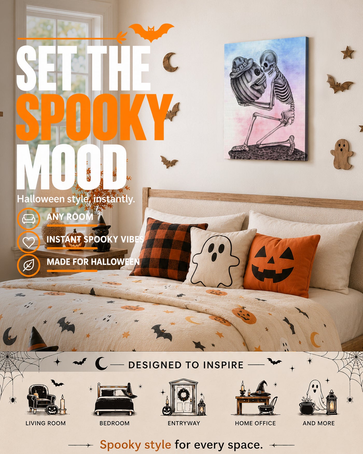 Couple pumpkin Halloween Canvas Wall Art