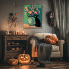 Black Cat Floral Vase Wall Art
