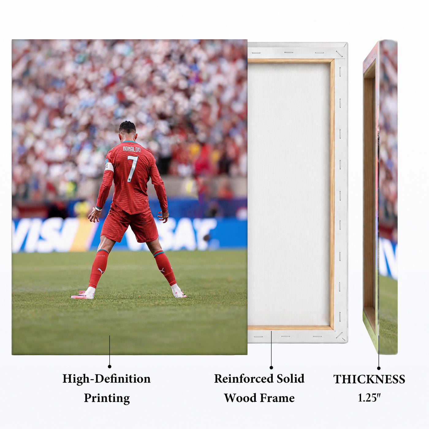 Cristiano Ronaldo No. 7 Portugal Canvas Wall Art – Soccer Stadium Print