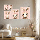 Easter Bunny Canvas Wall Art, Stylish Bunny Pop Home Decor Print Painting Spring Pink Aesthetic Artwork, Rustic Easter Charm Holiday Gift Nursery Living Room Decoration