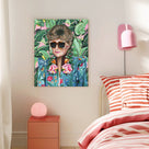 Bold Pop Art Botanical Portrait Painting Colorful Floral Fashion Wall Art