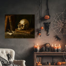 Gothic Skull and Antique Books Still Life Canvas Wall Art