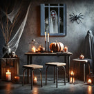 Haunted Ghost at the Window Canvas Wall Art – Scary Halloween Horror Home Decor