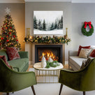 Snowy Pine Forest Canvas Wall Art, Winter Woodland Landscape Artwork for Living Room, Bedroom and Entryway