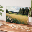 Impressionist Countryside Landscape Painting Golden Wheat Meadow Wall Art