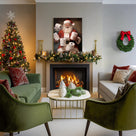 Funny Santa Claus Bathroom Wall Art, Christmas Santa with Toilet Paper Canvas Print for Holiday Bathroom Decor