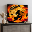 Witch’s Flight Under the Halloween Moon Canvas Wall Art
