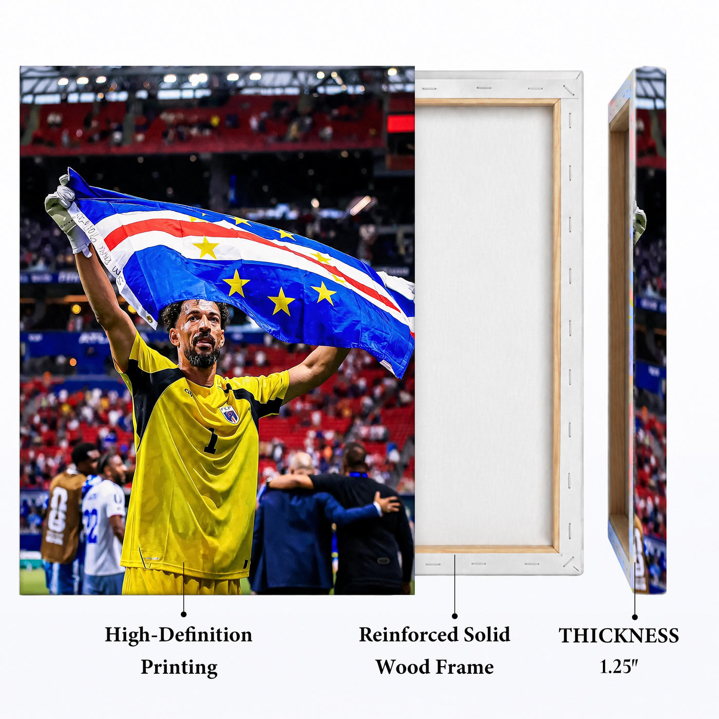 Cape Verde Goalkeeper Flag Canvas Wall Art – Soccer Stadium Print