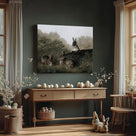 Easter Rabbits Framed Canvas Wall Art, Adorable 4 Hares Cave Oil Painting Home Decor, Nature-Inspired Wall Decor Stunning Lovable Bunny Canvas Prints for Living Room