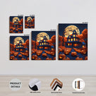 Moonlit Pumpkin Manor Halloween Canvas Wall Art