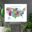 Colorful United States Map Wall Art – USA States and Capitals Canvas Print