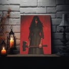 Female Horror Villain with Axe Dark Gothic Horror Portrait Painting Halloween Wall Art