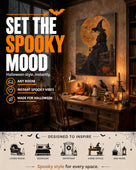 Witch Under the Harvest Moon Halloween Canvas Wall Art