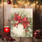 Christmas Poinsettia Canvas Wall Art, Red Holiday Floral Decor with Holly and Berries
