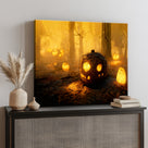 Pumpkin Lanterns in the Enchanted Forest Halloween Canvas Wall Art