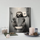 Sloth Reading on the Toilet Wall Art