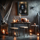 Haunted Girl at the Window Canvas Wall Art – Dark Halloween Horror Home Decor