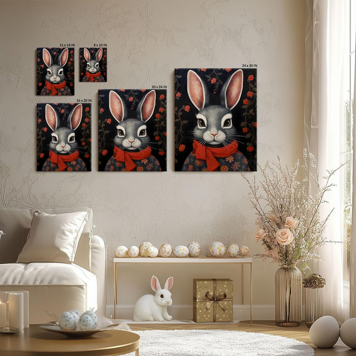 Easter Modern Easter Bunny Canvas Wall Art, Stylish Bunny Home Decor Print Painting Spring Aesthetic Artwork, Rustic Easter Charm Holiday Gift Nursery Living Room Decoration