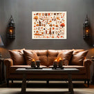 Autumn Cozy Halloween Doodle Collage Illustration Wall Art