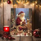 Santa Claus with Woodland Animals Christmas Canvas Wall Art, Whimsical Holiday Decor for Living Room and Nursery