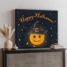 Happy Halloween Pumpkin Witch Canvas Wall Art