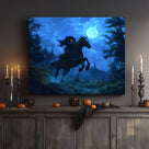 Moonlit Headless Horseman Halloween Canvas Wall Art