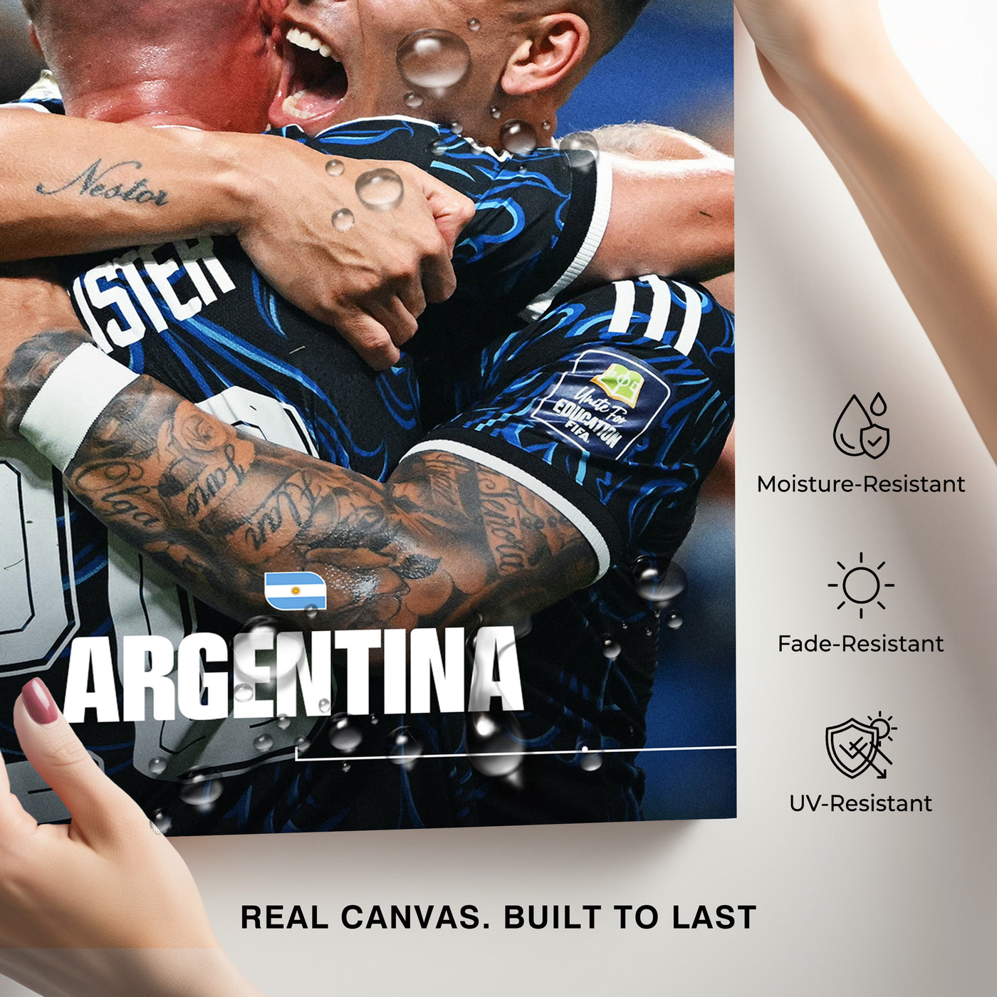 Argentina Soccer Team Celebration Canvas Wall Art – Emotional Match Moment Print