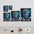 Little Zombie’s Halloween Night Canvas Wall Art for Kids