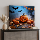 Pumpkin Patch Halloween Canvas Wall Art, Bats and Ghosts Decor