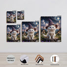 Cute Witch Cat Halloween Canvas Wall Art
