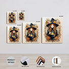 Enchanted Floral Witch Halloween Canvas Wall Art