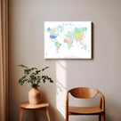 Pastel Watercolor World Map Wall Art