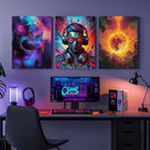 Neon Cyber Soundscape Canvas Wall Art
