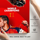 Spain World Champions Canvas Wall Art – Soccer Trophy Celebration Print