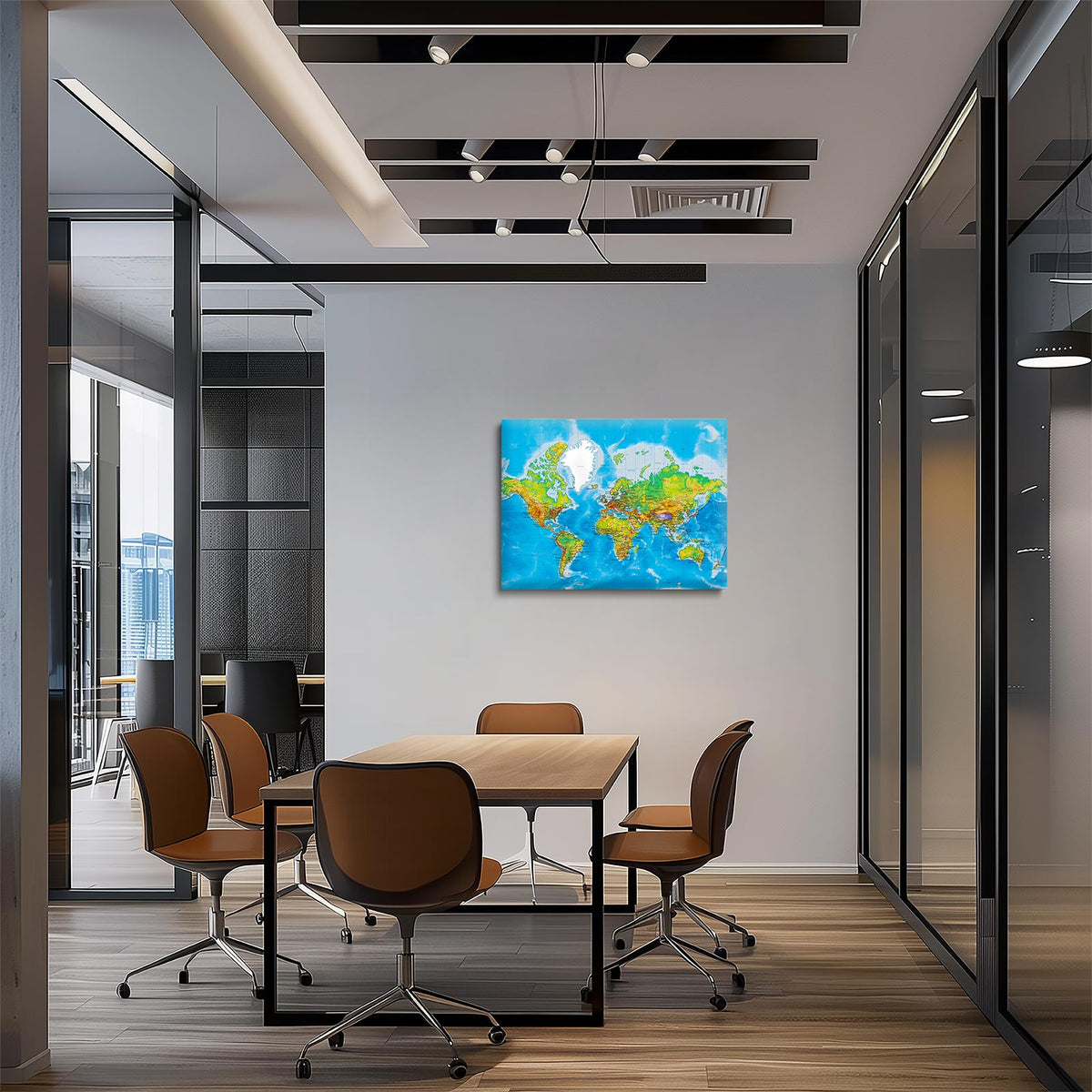 Classic Blue World Map Canvas Wall Art