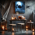 Giant Spider Under the Full Moon Canvas Wall Art – Creepy Halloween Horror Decor