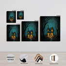 Enchanted Forest Haunted Cottage Halloween Canvas Wall Art