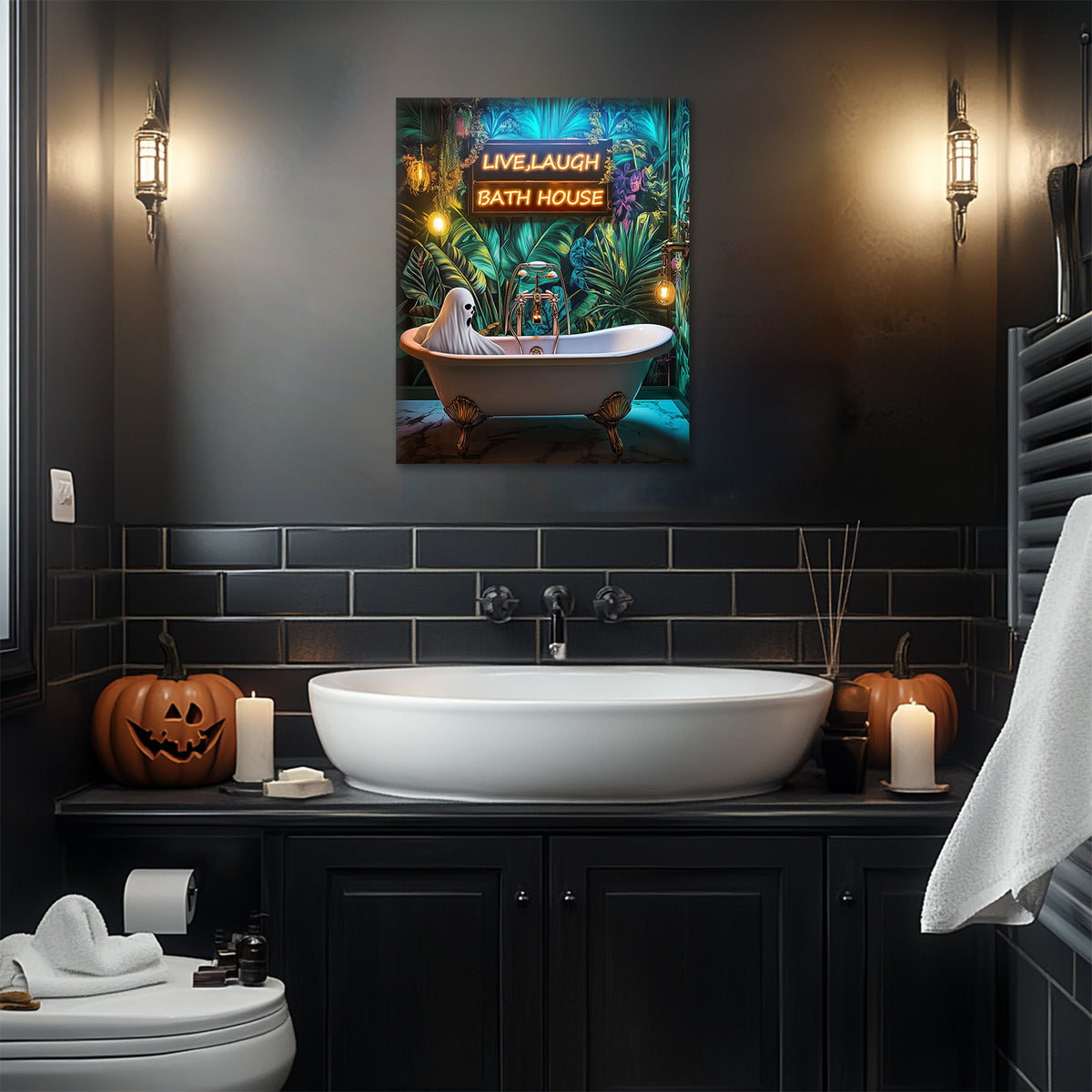 Live Laugh Bath House Ghost Wall Art