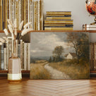 Rustic Countryside Cottage Moody Rural Cottage Path Painting Wall Art