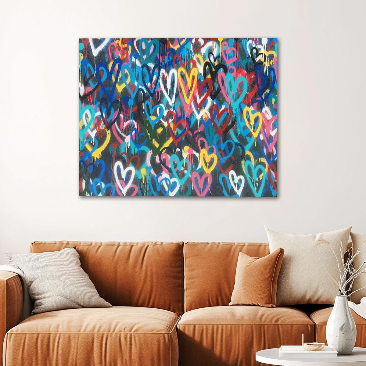 Colorful Graffiti Hearts Wall Art
