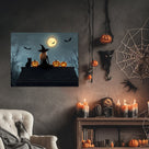 Witch, Black Cat and Pumpkins Halloween Wall Art