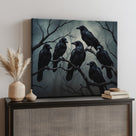 Raven Gathering Halloween Canvas Wall Art