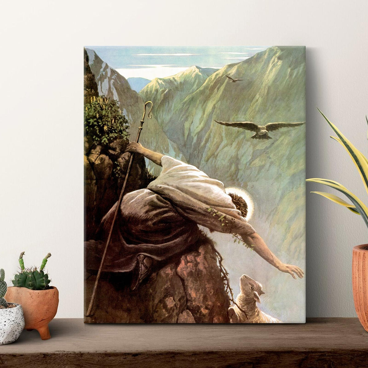 Classical Christian Saint Painting Saint in the Mountains Religious Wall Art