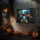 Creepy Clown Gang Halloween Canvas Wall Art – Haunted Horror Party Decor