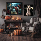 Demonic Nun Horror Halloween Canvas Wall Art – Terrifying Religious Horror Decor