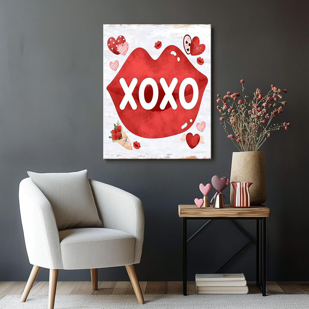 Red Lips with Heart and Chocolate Accents