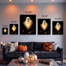 Haunted Ghost Halloween Canvas Wall Art, Spooky Gothic Decor for Living Room, Bedroom and Entryway