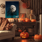 Moonlit Owl Tree Halloween Canvas Wall Art